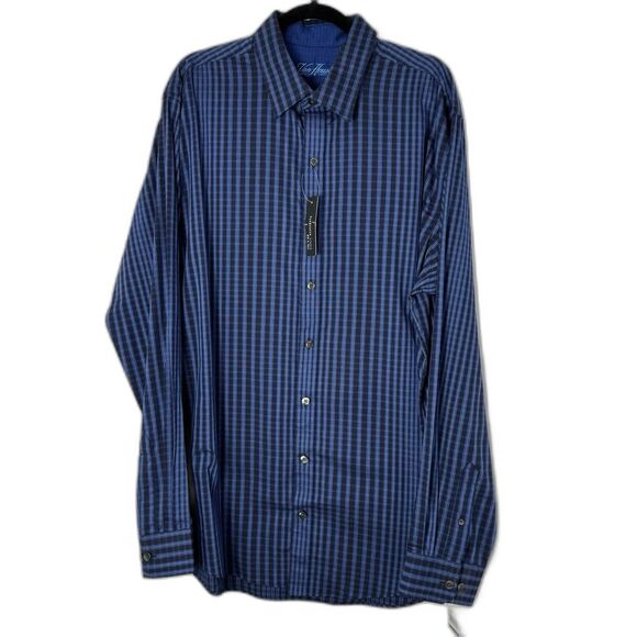 Van Heusen 2XLT Shirt Blue Plaid Button Down Long Sleeve NWT Work Casual - Picture 1 of 8